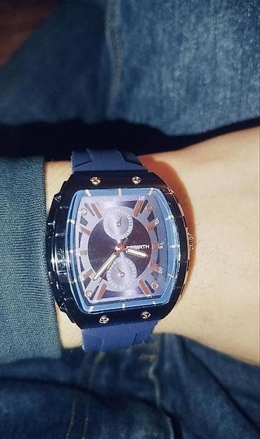 Сумкалар: Мужские наручные часы REBIRTH, синий - Квадратный корпус с — 1