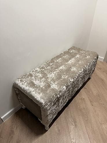 пуфик банкетка: Банкетка, Без полок, цвет - Серебристый — 2