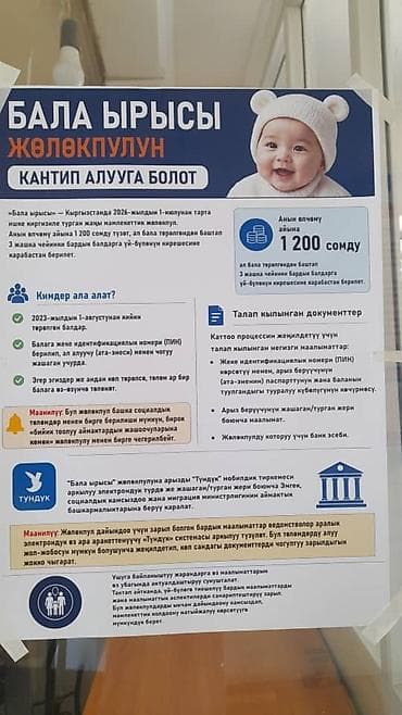 няня с ребенком: Государственное пособие «Бала ырысы» (Кыргызстан) Описание услуги: - — 1