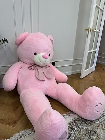 toys: Большой плюшевый мишка розового цвета. - Размер: гигантский, сидя — 2