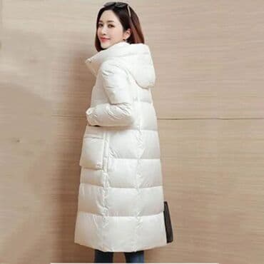 купить женский пуховик большого размера: Пальто, Классика, Длинная модель, На молнии, С утеплителем, M — 4