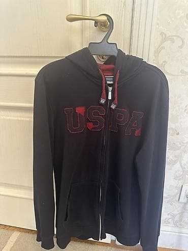 Толстовка на молнии с капюшоном USPA. - Цвет: темно‑синий/черный с