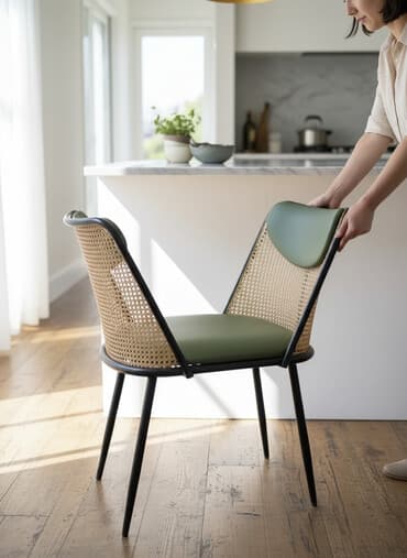 кресла винтаж: Стул для кухни, Другой материал, цвет - Зеленый — 1