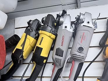 Инструменты: Углошлифовальные машины (болгарки) - Бренды: RTRMAX (желтые), CROWN — 1