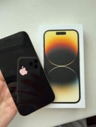 бу 11 айфон: IPhone 14 Pro, Колдонулган, 256 ГБ, Matte Gold, Заряддоочу түзүлүш, Куту, Коргоочу айнек, 81 % — 2