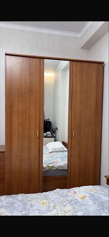Трёхдверный шкаф-купе с зеркалом по центру. - Материал: ЛДСП под