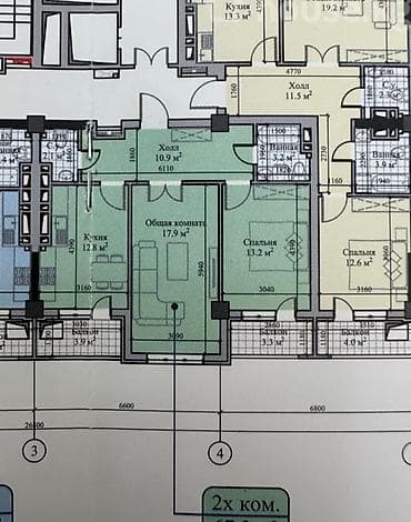 2 комнаты, 67 м², Элитка, 11 этаж, Готовая ПСО (под самоотделку) — 3