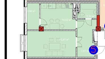 дом в кордае: 2 комнаты, 41 м², Элитка, 9 этаж, ПСО (под самоотделку) — 2