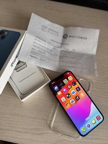 apple iphone x: IPhone 13, Б/у, 128 ГБ, Синий, Защитное стекло, Чехол, Коробка, 76 % — 1
