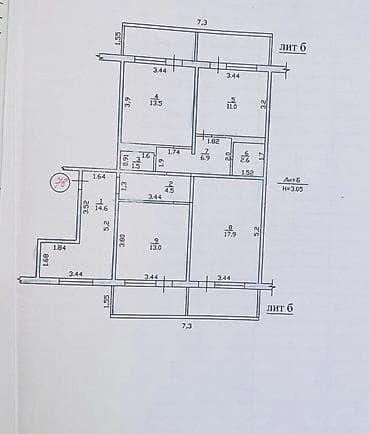 4 комнаты, 113 м², 106 серия улучшенная, 8 этаж, Косметический ремонт