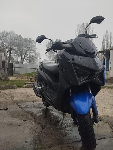 Скутер DONGFANG, спортивный дизайн, сине‑черная расцветка. Основные