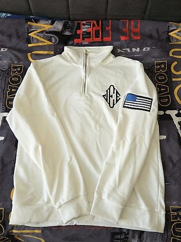 Белый zip Jeffry Epstein с длинными рукавами, НА ФОТО ЧУТКА РАЗМЫТО