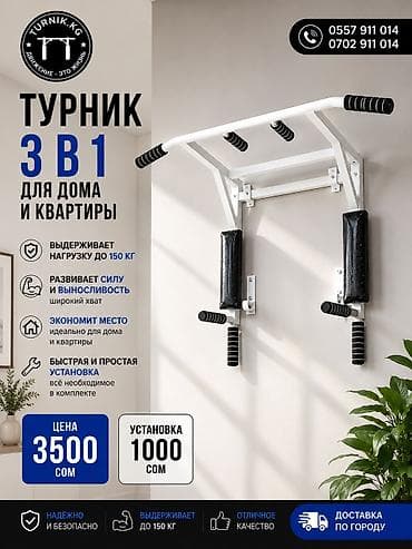 Турники и брусья: Турник, 3 в 1, Настенный, Новый, Платная доставка — 1