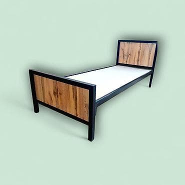 Металлическая кровать с декоративными вставками под дерево - at lalafo.kg Металлическая кровать с декоративными вставками под дерево -