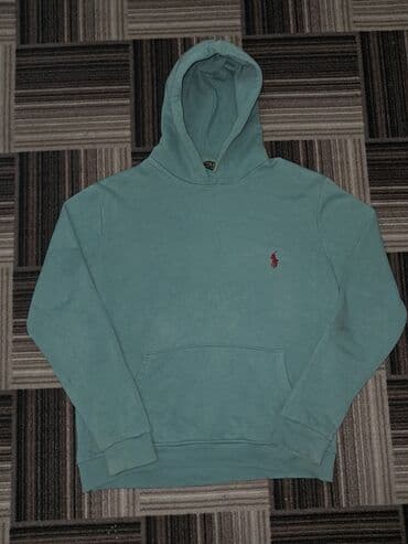 стильная женская одежда больших размеров оптом: Мужская толстовка, M, Polo Ralph Lauren, Б/у, цвет - Голубой, Самовывоз — 1