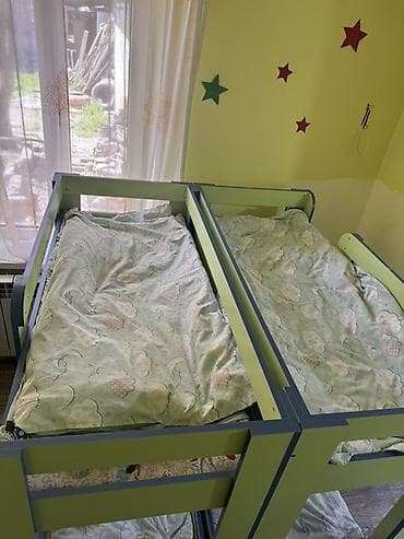 лаго: Двухъярусная детская кровать, ЛДСП, цвет - Зеленый — 4