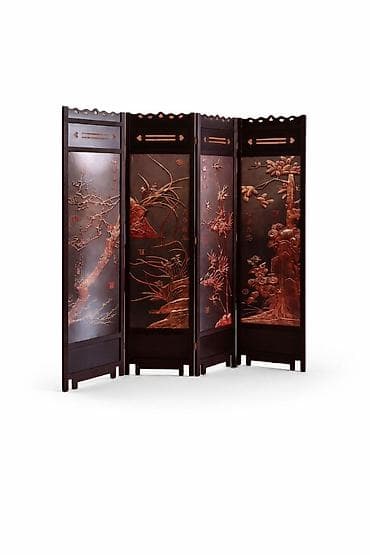 Ширма, перегородка Материал: Дерево, Колличество секций: 4, С резьбой, Другое назначение