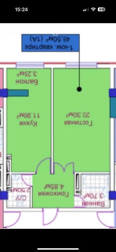 юга восток: 1 комната, 46 м², Элитка, 3 этаж, Готовая ПСО (под самоотделку) — 3