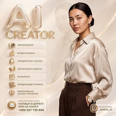 Фотоаппараттар: AI Creator — услуги визуального контента и дизайна. Что входит: - — 1