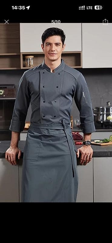одежда повара: Китель поварской + фартук - Профессиональный комплект для кухни — 1
