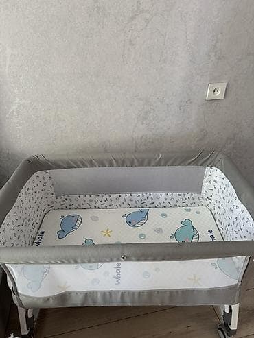 chicco echo: Детская приставная кроватка, С колесиками, цвет - Серый — 2
