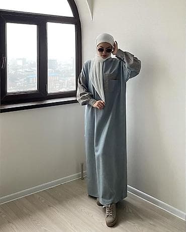 luis vitton: Повседневное платье, Made in KG, Осень-весна, Длинная модель, Лен, Оверсайз, Стандарт — 2