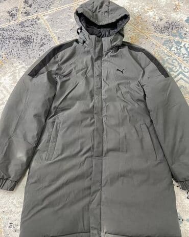 button куртка двухсторонняя: Зимняя удлинённая куртка Puma, двусторонняя (чёрная/тёмно-зелёная) — 4