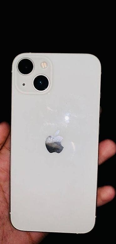 IPhone 13, Б/у, 128 ГБ, Белый, Защитное стекло, Чехол, 86 %