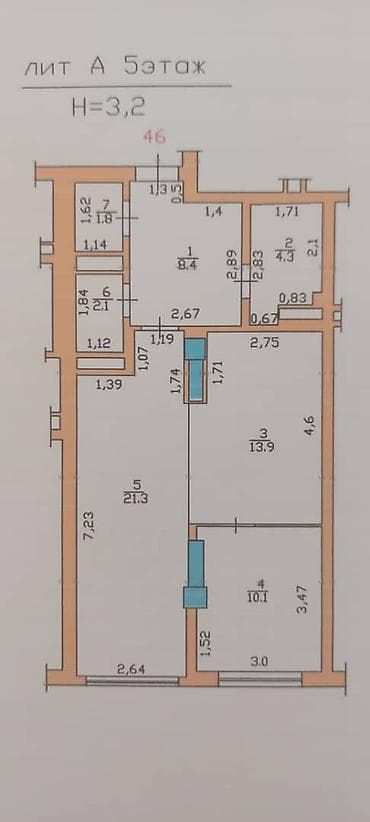 central park: 2 комнаты, 61 м², Элитка, 5 этаж, Евроремонт — 10