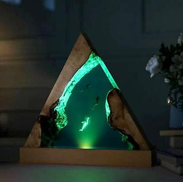 Проекторы: Декоративный светильник «Океан» из эпоксидной смолы и дерева — 4