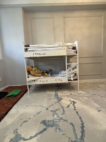 детские пижамы оптом турция: Двухъярусная детская кровать, Б/у, Железо, цвет - Белый — 4