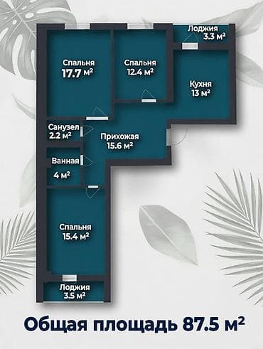 убираем снег во дворе: 3 комнаты, 88 м², Элитка, 4 этаж, Готовая ПСО (под самоотделку) — 2
