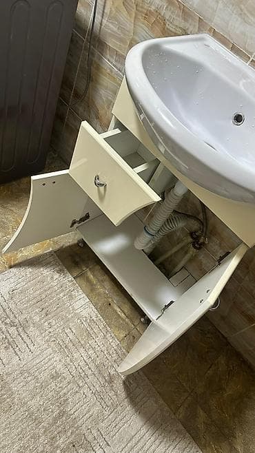 тумбы с раковинами для ванной: Тумба для ванны, С раковиной, Другой материал, цвет - Бежевый — 4