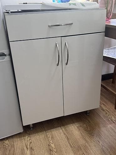 Тумба для кухни, Без мойки, Напольная, цвет - Белый