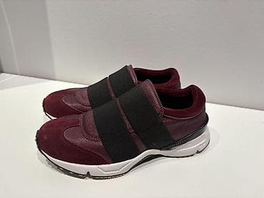 кеды ванс: Кроссовки-слипоны бордового цвета с эластичными ремнями Итальянский — 2