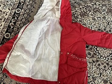 норковая шуба бу: Детская утеплённая куртка с капюшоном - Цвет: ярко‑красный, подкладка — 2