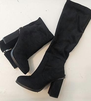 Женские высокие сапоги-ботфорты, черные. - Материал верха: мягкий