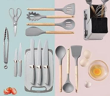 кухонный доска: Набор кухонных принадлежностей с подставкой и разделочными досками — 7