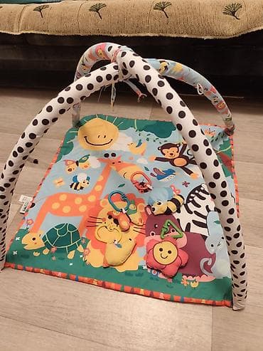 детская одеяло: Развивающий коврик с дугами BabyJem “Zoo – hayvanat bahçesi”, 72×72 см — 2