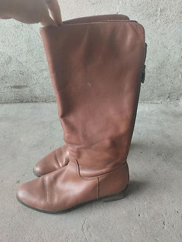 кожный сапаги: Высокие женские сапоги классического кроя - Материал верха: гладкая — 2