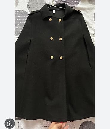 Жеке буюмдар: Черная накидка-манто (кэйп) с золотистой фурнитурой - Классический — 2