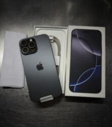 телефонов айфон: IPhone 16 Pro Max, Колдонулган, 256 ГБ, Black Titanium, Коргоочу айнек, Кабель, Куту, 90 % — 4