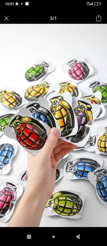 новый антистресс 2023: Есть 100 штук.Наклейки-«хлопушки» в форме гранаты — — 1