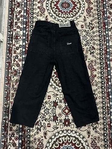 парашют штаны: Черные мужские джинсы Dime с широкими штанинами и укороченной длиной — 1