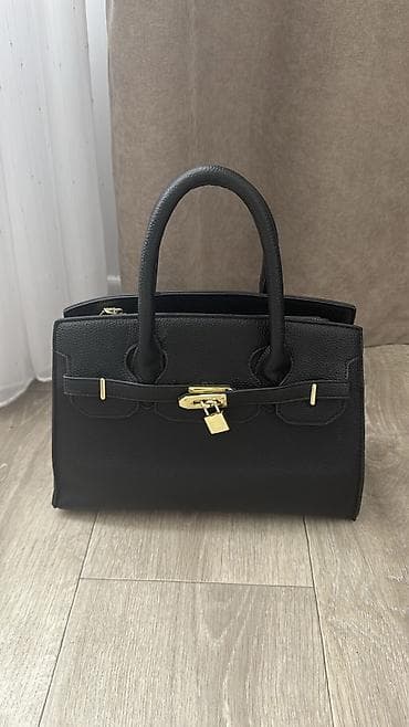 Женская сумка-тоут, классический силуэт в стиле Birkin, черного цвета