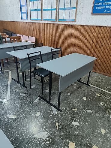 Парты ученические с каркасом из металла - Двухместные столы