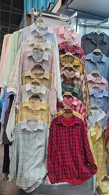 комбинация: Женские рубашки в клетку, свободного кроя - Модель: классическая — 2