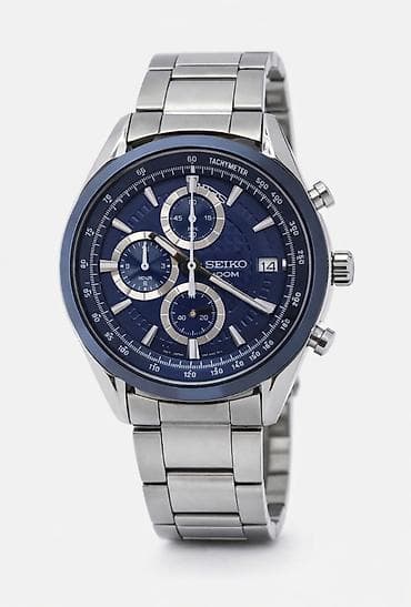 Часы Seiko хронограф, сталь. - Корпус и браслет: нержавеющая