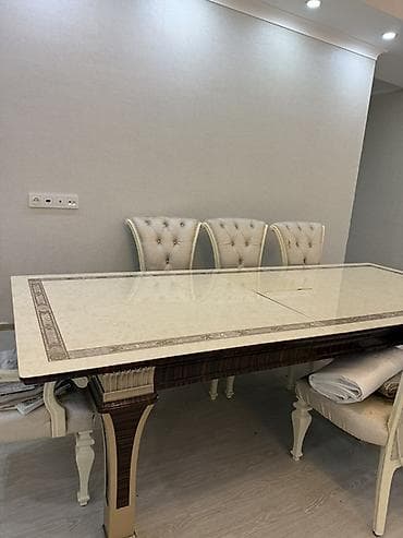 стол в гостиной со стульями: Стол и стул для зала, Б/у, Самовывоз, цвет - Золотой — 3