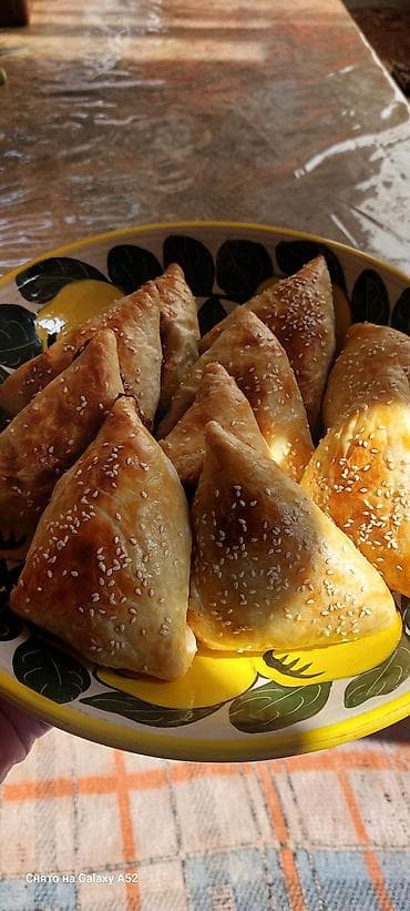 Дом и сад: Самса с курицей треугольная, домашняя, свежевыпеченная. - Тесто — 3